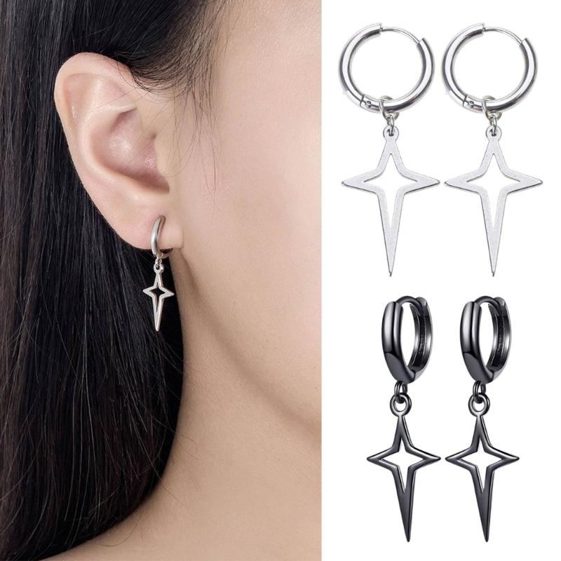 Schwarz Silber Farbe Kleine Kreuz Stern Ohrringe für Damen Mädchen Einfache Koreanische Mode Ohrstecker Ohrring Trend Schmuck