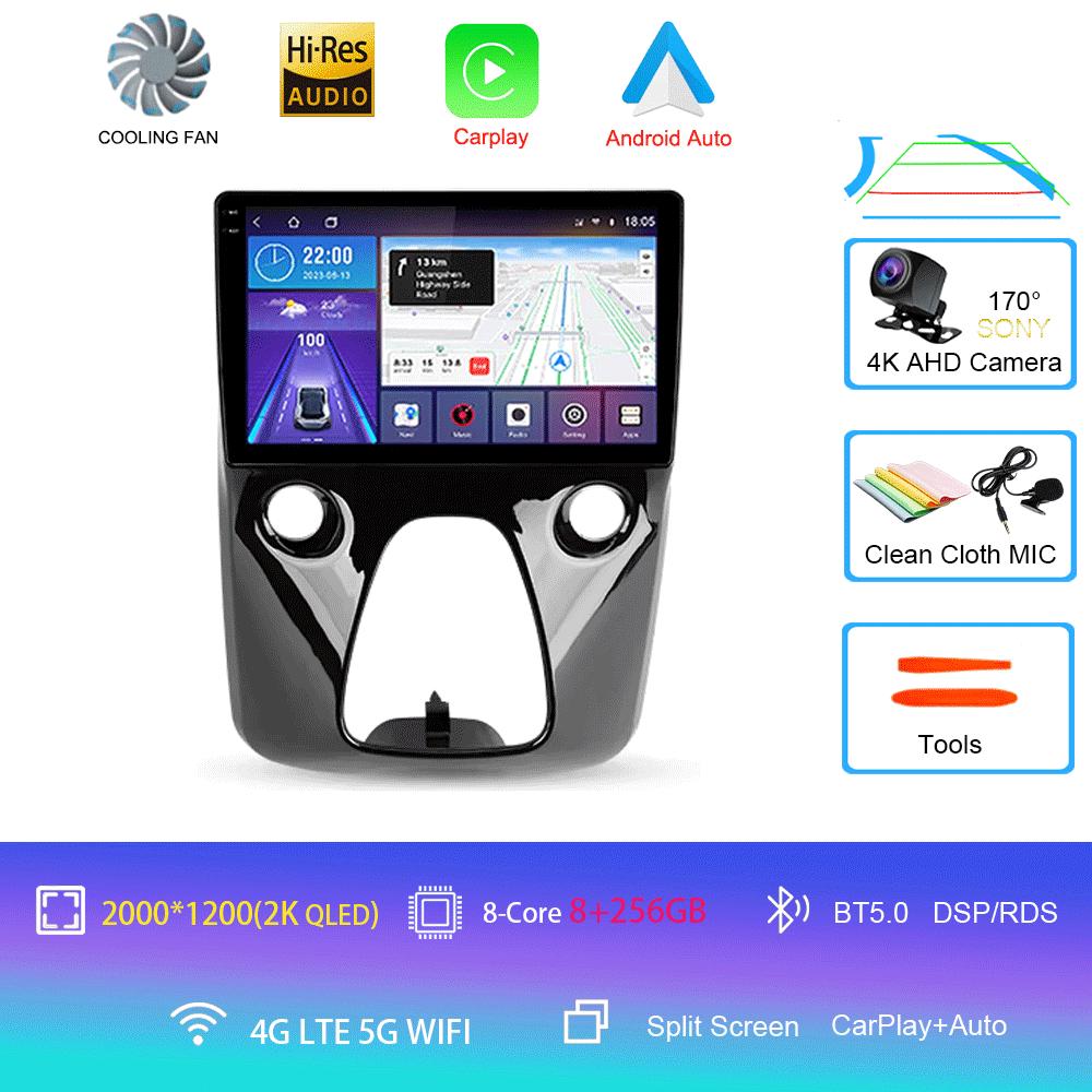 Car Radio Android 14 For Toyota Aygo Peugeot 108 Citroen C1 2016 - 2020 Auto Multimedia Player Stereo 4G WIFI Carplay 360 Camera