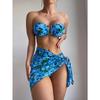 Nuovo costume da bagno stampato a tre pezzi costume da bagno bikini spezzato da donna bikini
