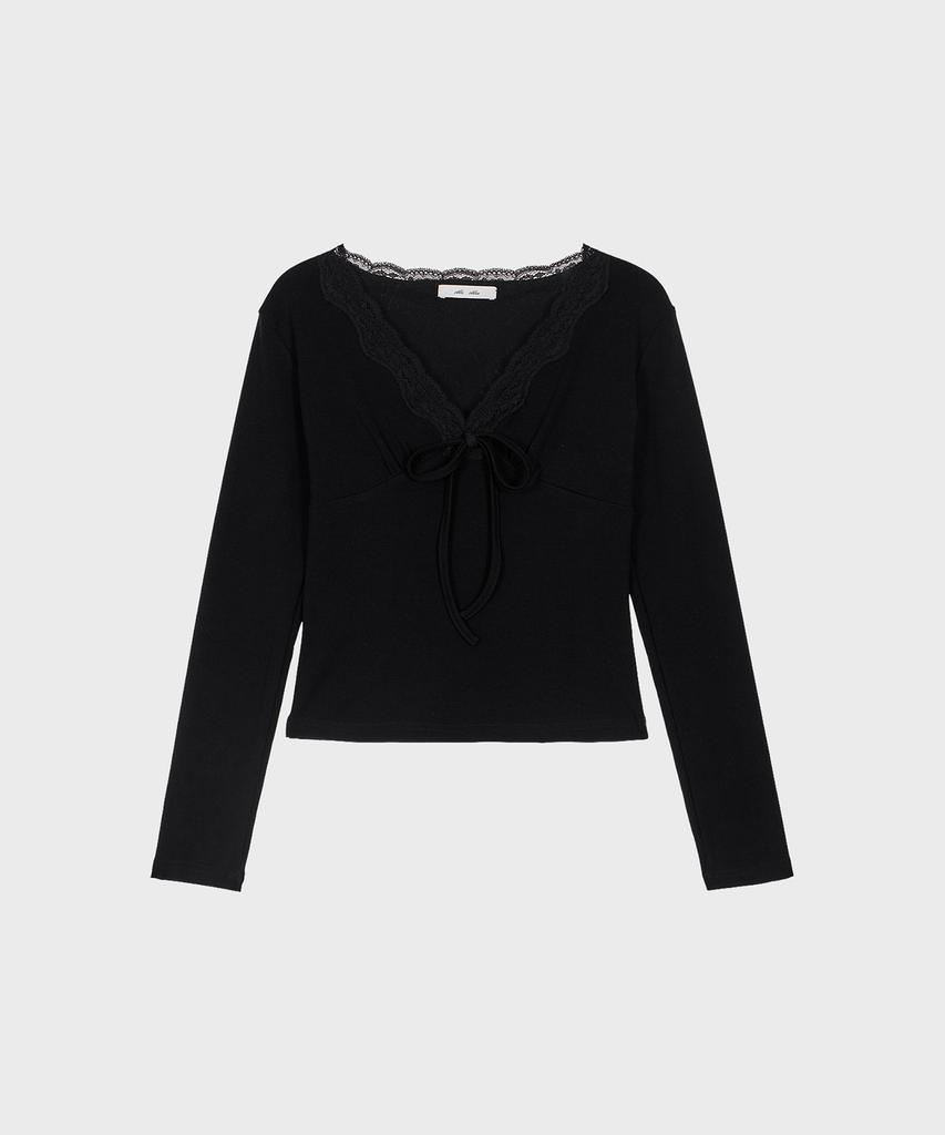 Alkialka Lace Trim Long Sleeve (Black)