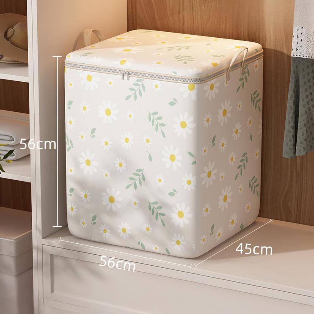 

Сумка для хранения одеял с узором «Ромашка», сортировочная коробка на молнии, прочные контейнеры для хранения одеял Beige-140L