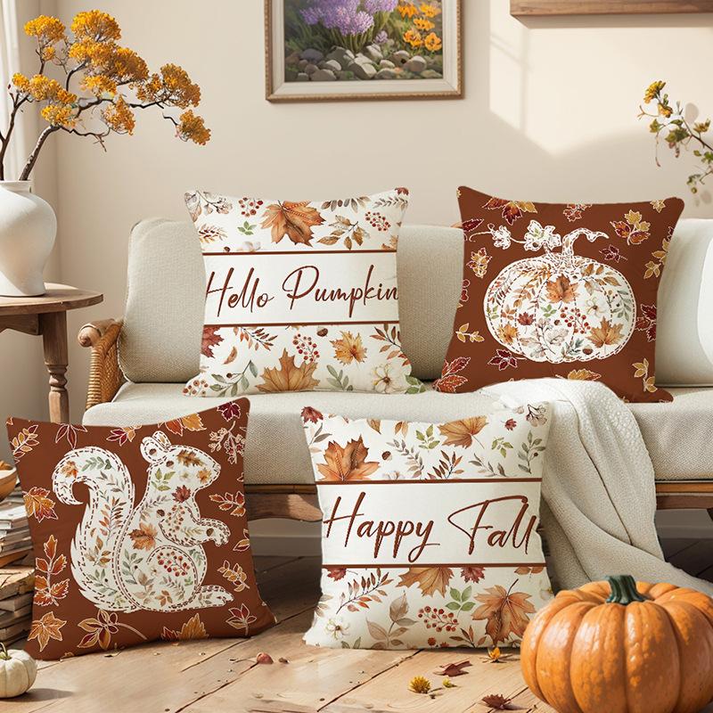 Pillow Cover Autumn Maple Leaf Polyester Print Home Living Room Decoration Pillow Cover Bedroom Cushion Cover