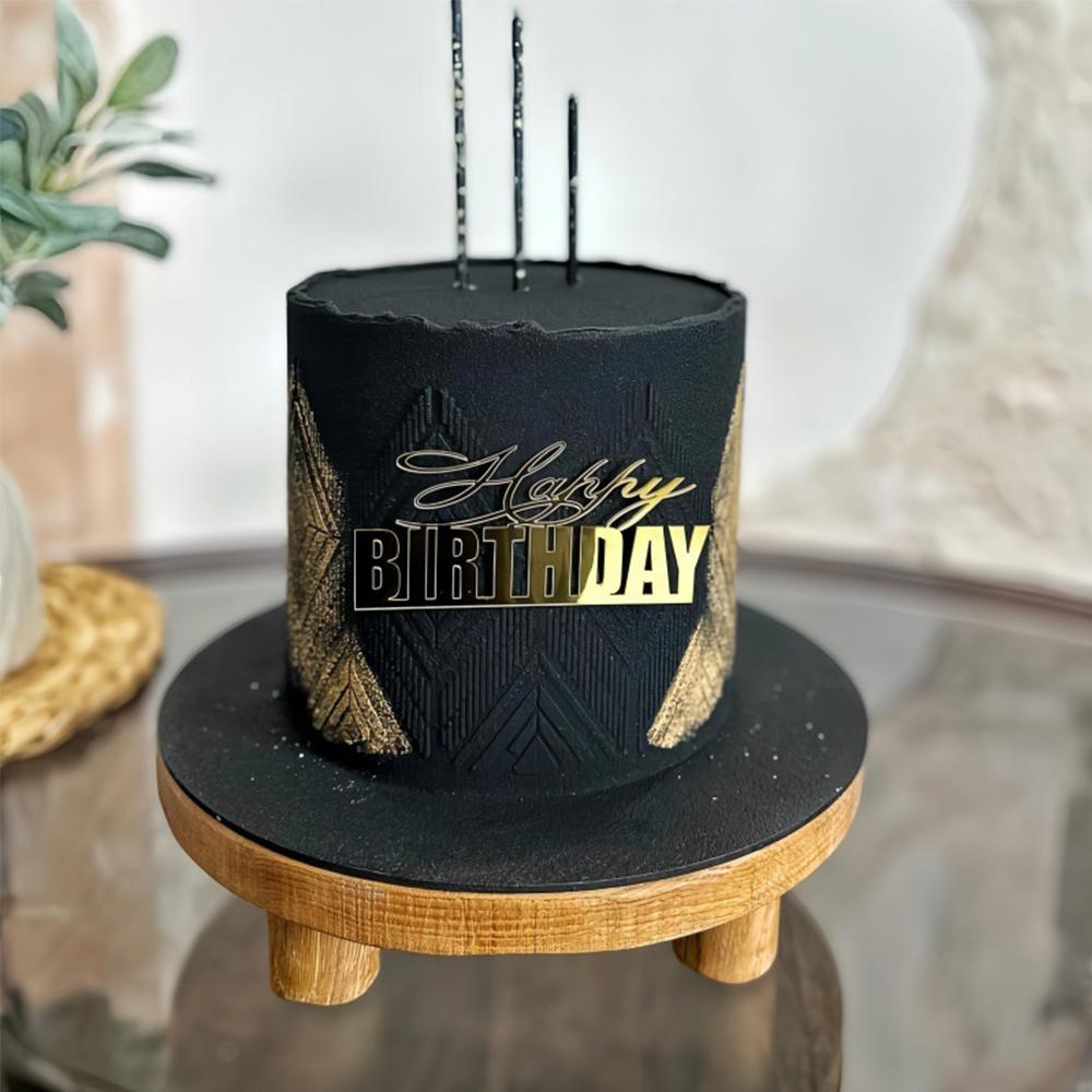6pcs Happy Birthday Cake Toppers Rose Gold Acrylic Side Birthday Cake Decoration Cake Topper for Baby Dessert Decoration