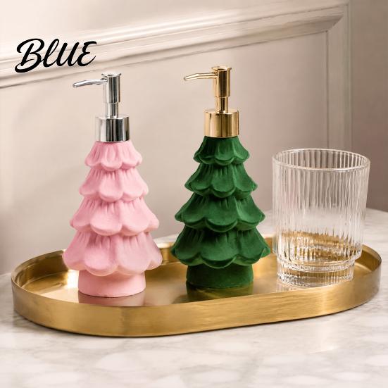 Bathroom Organizers And Storage Christmas Tree Soap Dispenser Flocking Effect Refillable Lotion Modern Pump for Guest Bottle Reusable Dispenser