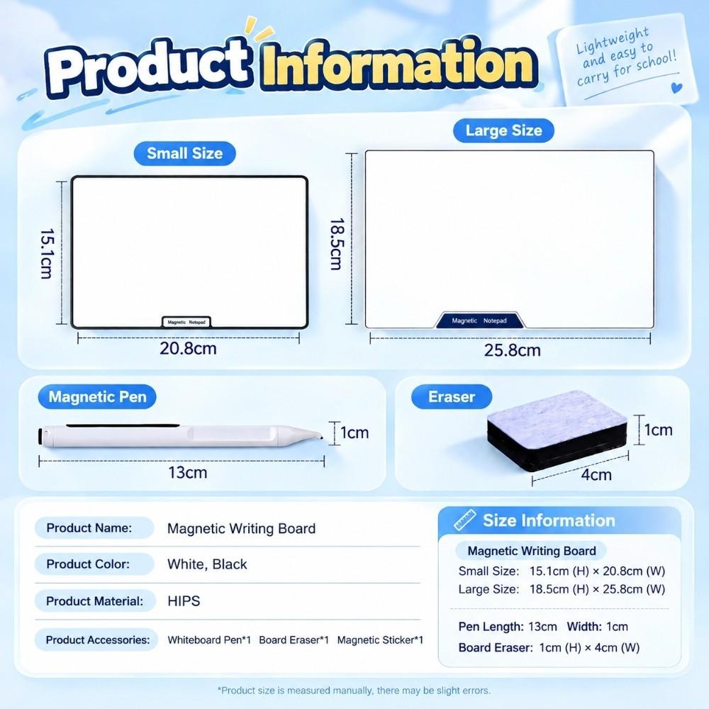 Magnetic Whiteboard Lightweight Frame Erasable Drawing Board Dry Erase White Board Home Teaching