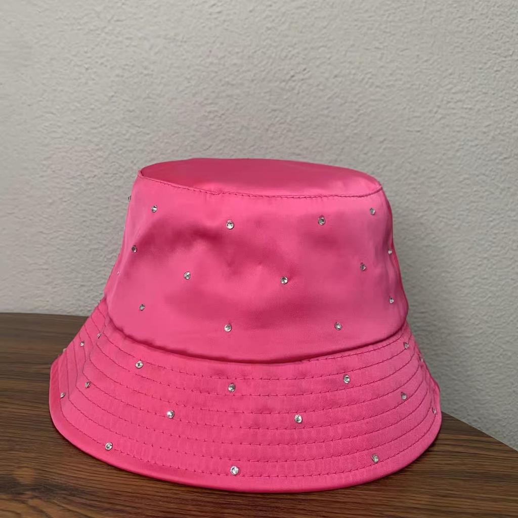 Heavy-duty, Fully Embellished with Rhinestones, Stylish Spring/summer Sun Hat for Women with Large Head Circumference, Foldable, Face-slimming Bucket