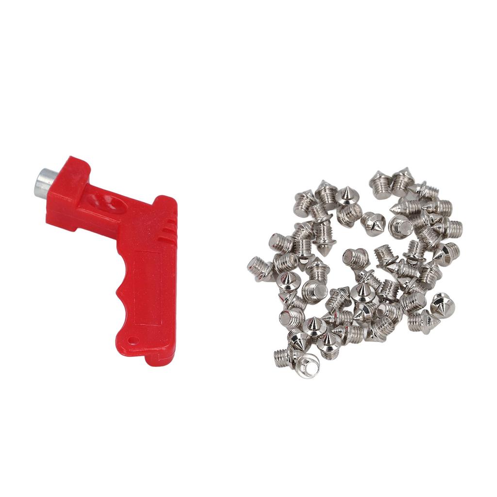 50pcs Golf Shoe Spikes Carbon Steel Rust Proof Anti Slip Spikes with Spike Wrench Track for Sports
