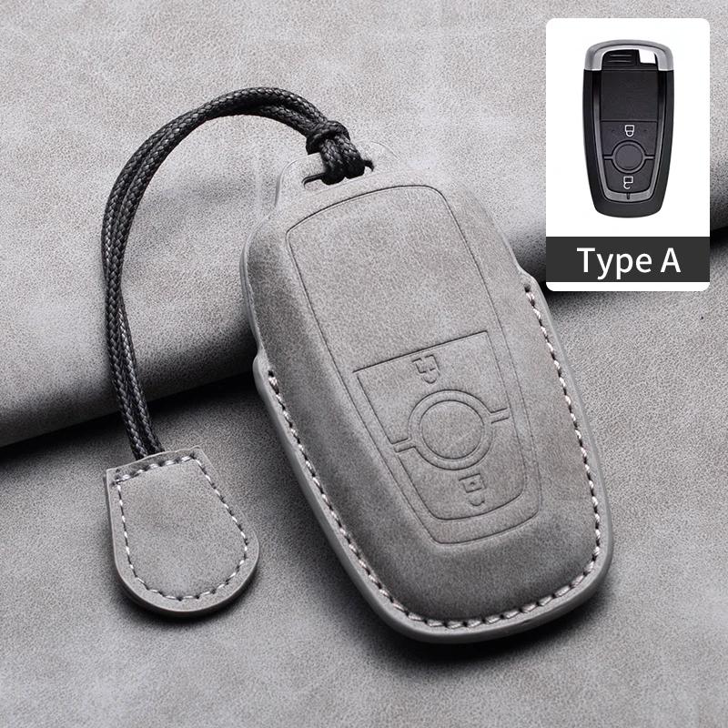 

Styling Mouldings Sheepskin Car Key Cover Case for Ford Maverick Focus Edge Explorer Everest Fusion Mondeo Mustang Raptor Bronco