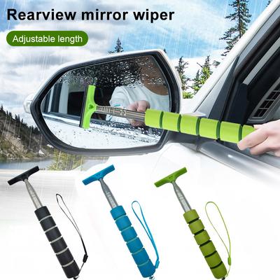 Auto-Rückspiegelwischer, Teleskop-Autospiegel-Abzieher, 98 cm langer Griff, Auto-Reinigungswerkzeug, Spiegelglas-Nebelreiniger