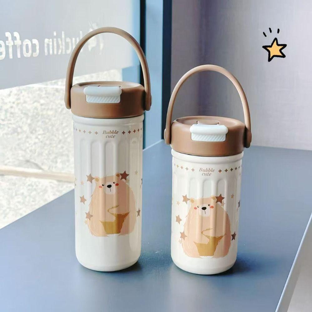 

Leak-proof Insulated Cup Stainless Steel Coffee Cup Cartoon Straw Cup 380ML синій