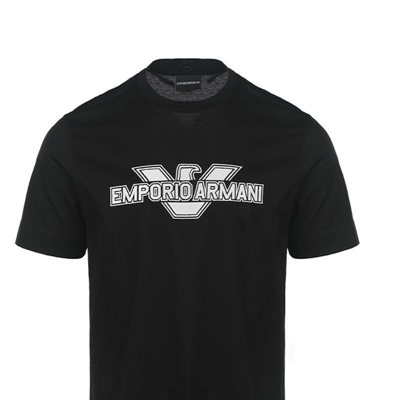 Emporio Armani SS23 Logo Print Detail Short Sleeve T-Shirt Men Tops Black 3R1TU8-1JSAZ-0999