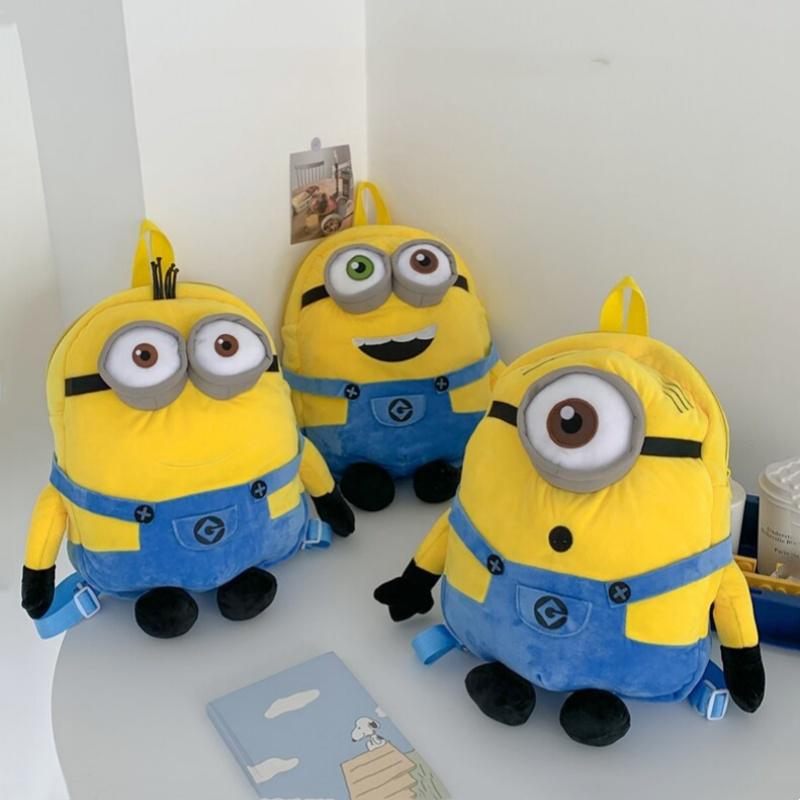 New Cartoon Anime Plush Backpack Minions Doll Large Size School Bag Large Capacity Student Cartoon Backpack Gift