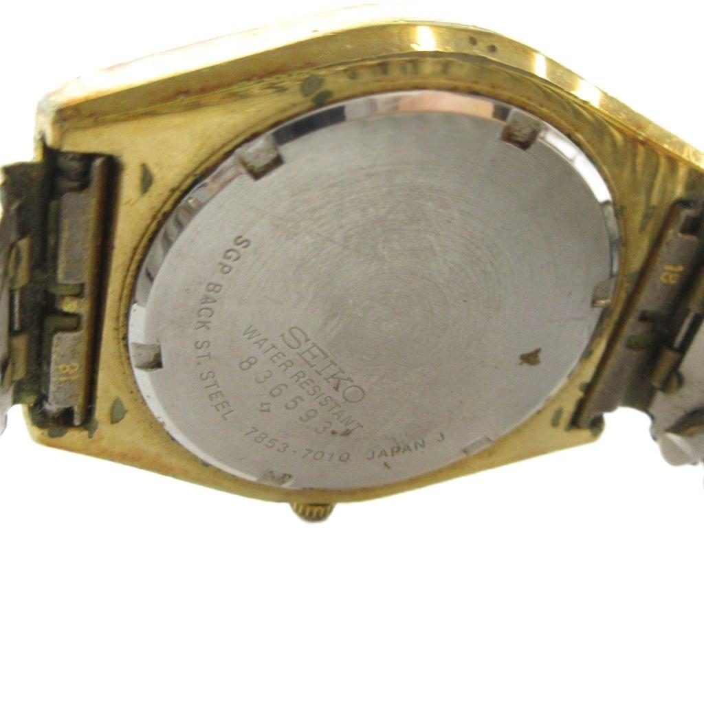 SEIKO Lord Quartz Wristwatch Vintage Antique Watch Quartz Day Date Gold Color 7853-7010