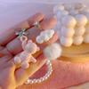 Silver Needle Asymmetrical Bear & Cloud Pom-pom Earrings