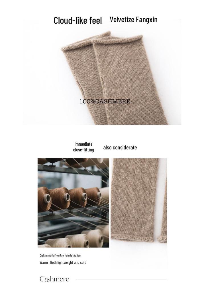 Women's 100% Pure Cashmere Long Sleeve Chunky Knit Warm Gloves - Versatile Solid Color