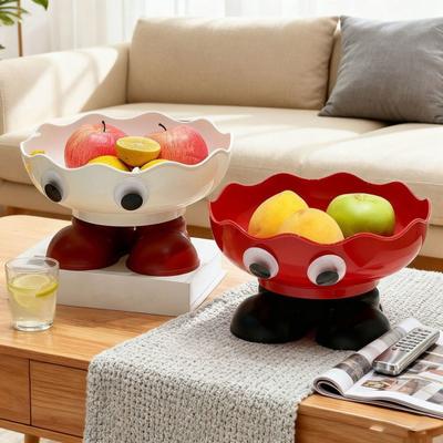 Cartoon Fruit Plate Large Capacity Wide Mouth Fruit Bowl Multi-Functional Decorative Snack Tray for Home Living Room