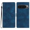 For Google Pixel 9 Pro XL Case Leather Imprinted Flower Phone Cover Wallet with Wrist Strap