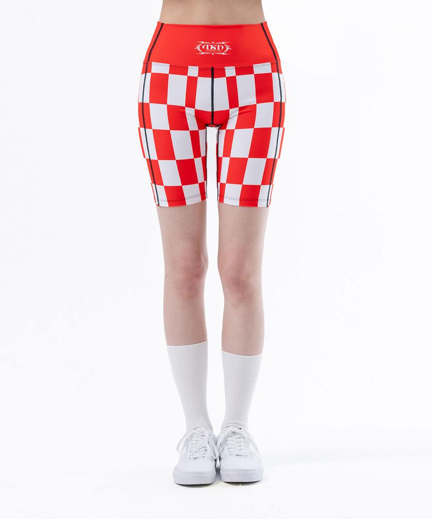 Deogdaibeu Checkerboard Graphic Biker Shorts Red