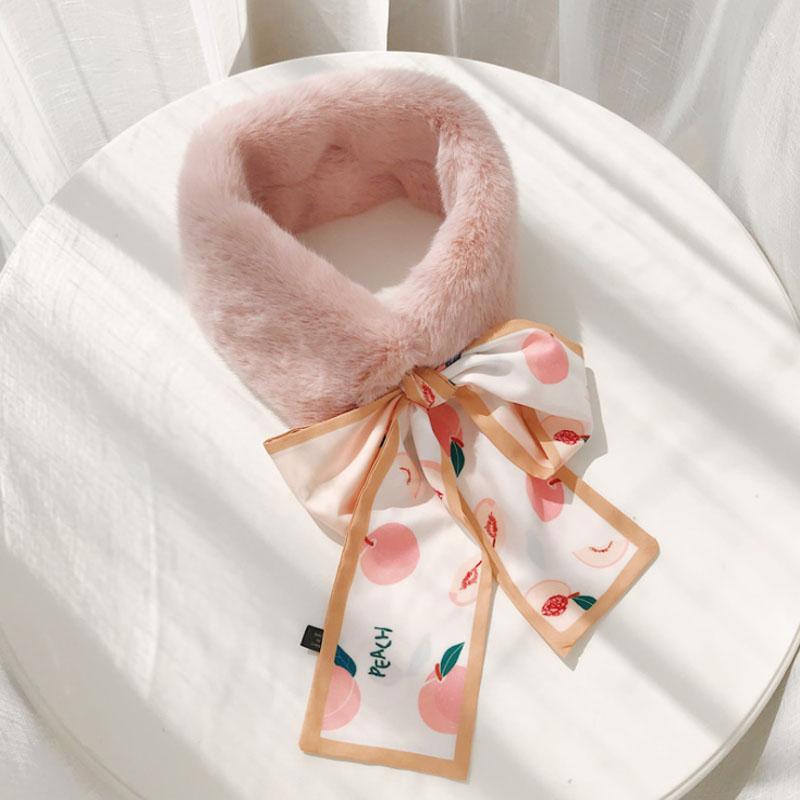 Women Fake Collar Tie Winter Faux Fur Woman False Collar Girls Detachable Fur Collar Ribbon Warm Scarfs for Ladies Neckerchiefs