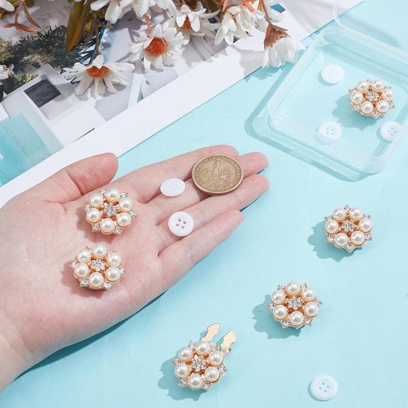 Crystal Pearl Button Covers For Women Blouses Detachable Clip-On Shirt Coat Decorative Buttons Diy Sewing Buttons Holiday Decor