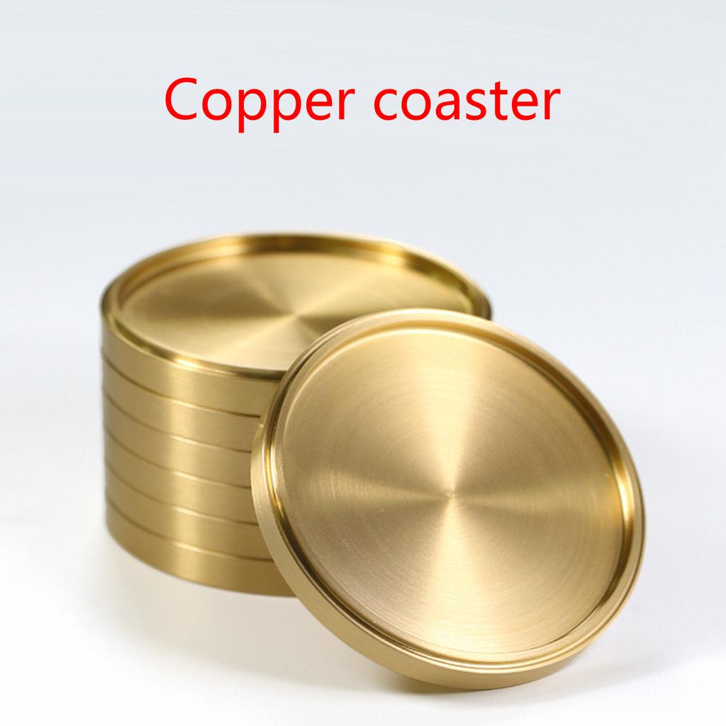 Coaster Cup Mats Protect Heat Resistant Mats Cup Tray Cup Coaster Copper Round Coasters Dining Table Holiday Decorations
