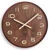 Simple Chinese style wall clock Wooden modern home living room decoration Chinese style round quartz clock Nordic style clock