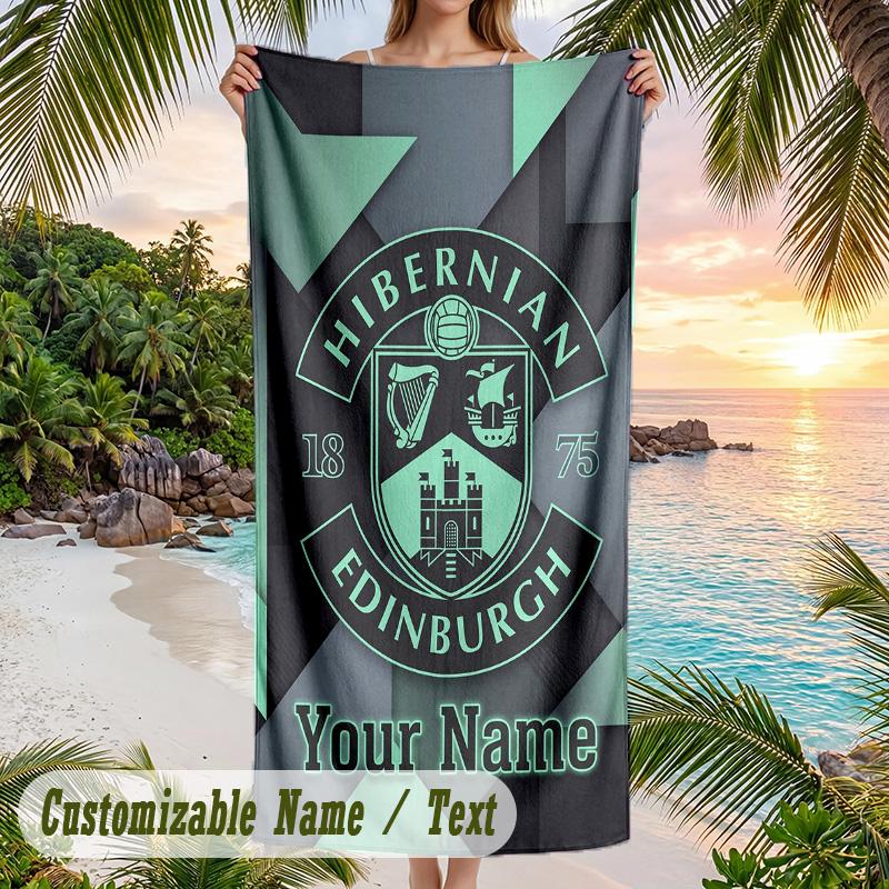 Beach Towel Hibernian FC Print Custom Name Text Soft Towel for Swimming Pool