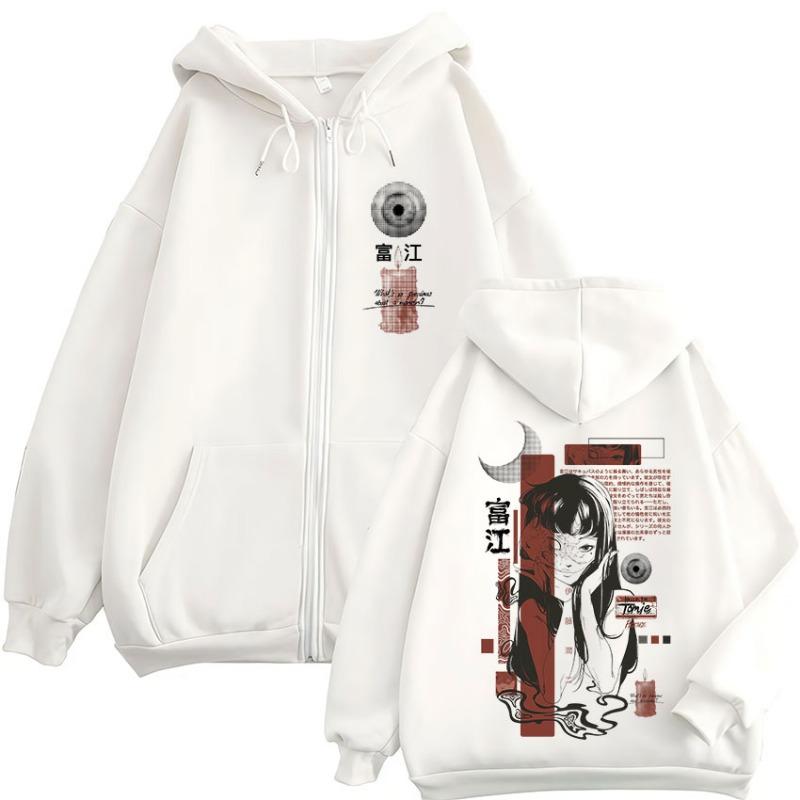 Tomie Junji Ito Anime Manga Gotico Felpe con Cappuccio e Zip Uomo Casual Felpe con Cappuccio e Zip Maniche Lunghe Pullover Moda Hip Hop