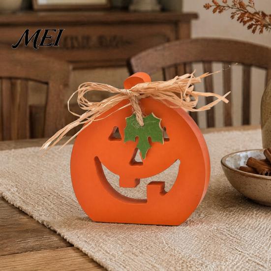 Fall Tiered Tray Decor Halloween Indoor Wooden Pumpkin Table Sign, Spooky Tabletop Block Entryway Display Items Centerpiece for Office Home