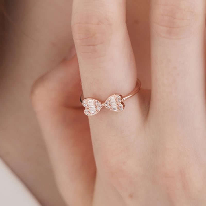 CRANNE Heart Ribbon Cubic Point Ring C24RB095