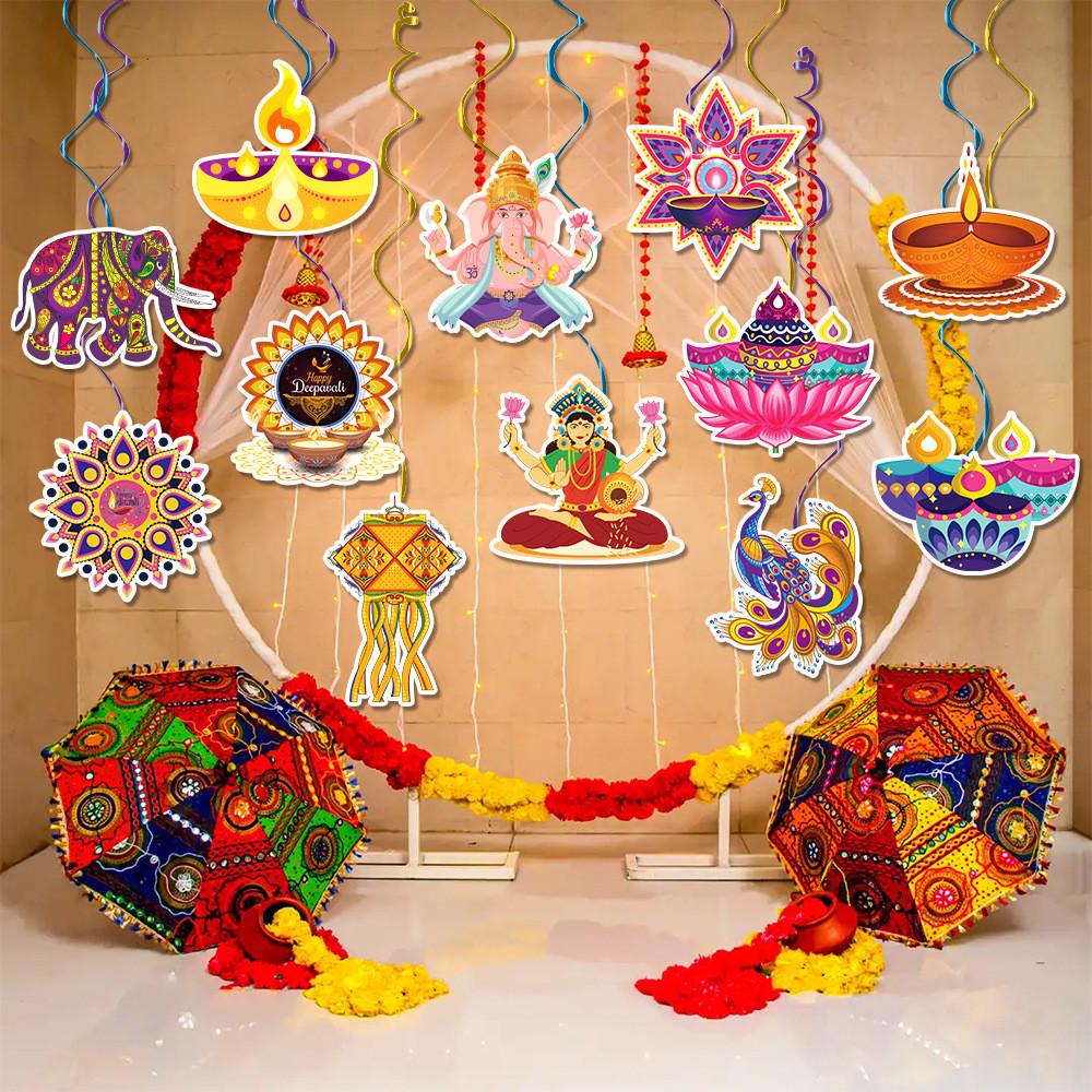 Festival Paper Diwali Hanging Decorations Elephant Paper Spiral Party Decor