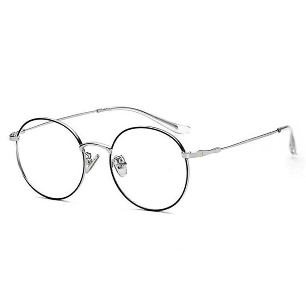 Metal Anti Blue Light Round Prescription Glasses for Women Men Students Myopia 0 to -6.0 Diopters