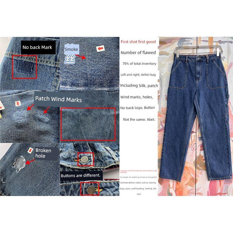 Foreign Trade Original Order RVC * a Stylish Multi-Pocket Workwear Loose Straight-leg Casual All-Matching Jeans Two Colors 1302