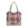 Large capacity double shoulder bag women's 2025 new summer fashion plaid shoulder bag versatile commuter tote bag