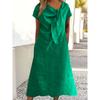IHUASU Fashion Spring Autumn Solid Color Print Short Sleeve   Casual Dresses