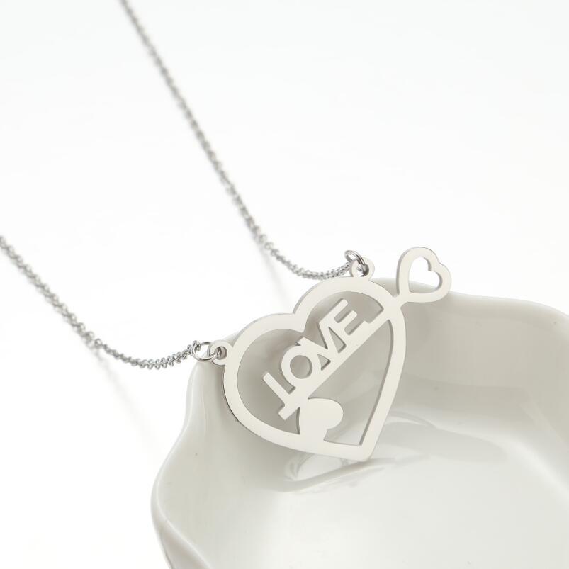 European Geometric Heart Pendant Necklace, 18K Gold-Plated, Clavicle Chain with  Love  Engraving.