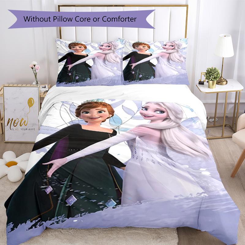 3pcs Elsa Bedding Set Duvet Cover Closure Includes 1 Duvet Cover & 2 Pillowcases, Soft and Comfortable for All Seasons.