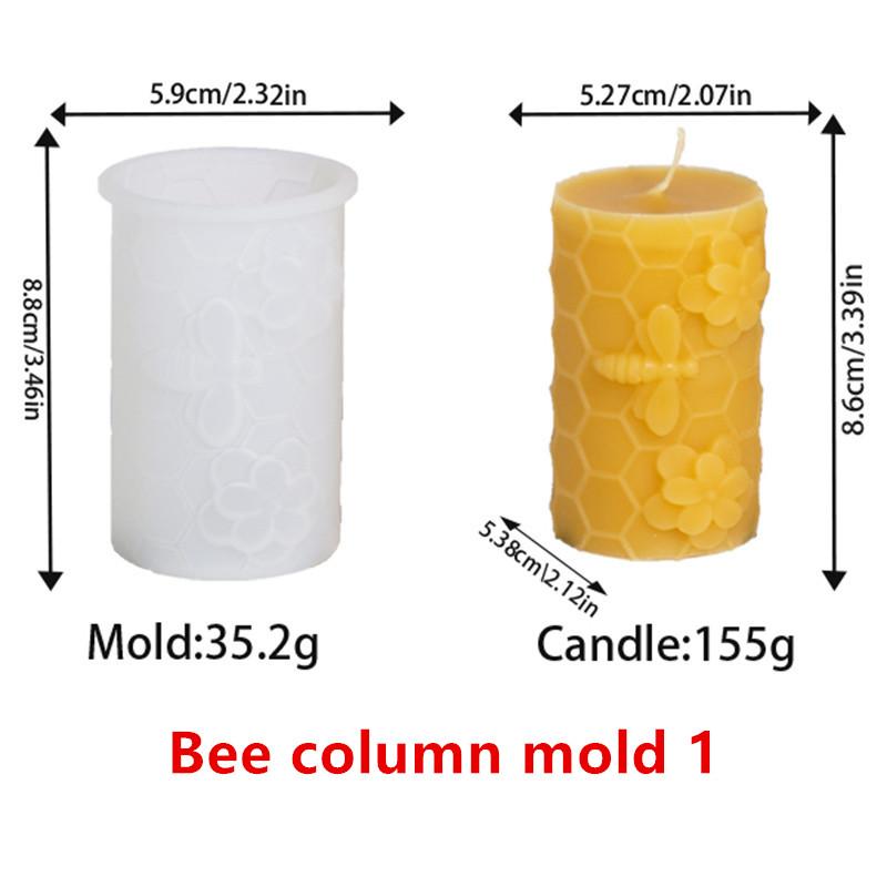 Honeycomb Silicone Candle Mold DIY Cylinder Column Bee Flower Designs Candles Gypsum Nature Themed Home Decor