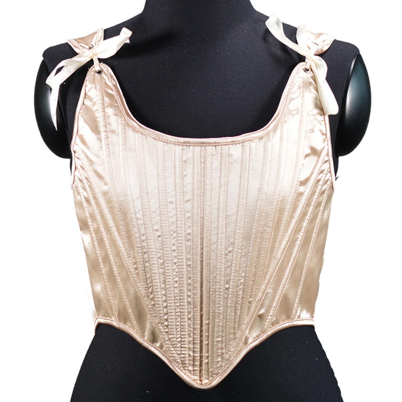 

Satin Waist Vest Sexy Straps Slim Short Fishbone Small Vest Bra XXS бежевий