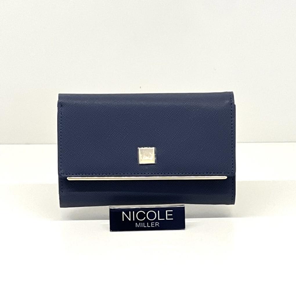 NICOLE MILLER Women's Cowhide Gold Bar Point Medium Wallet N151WW1187NE