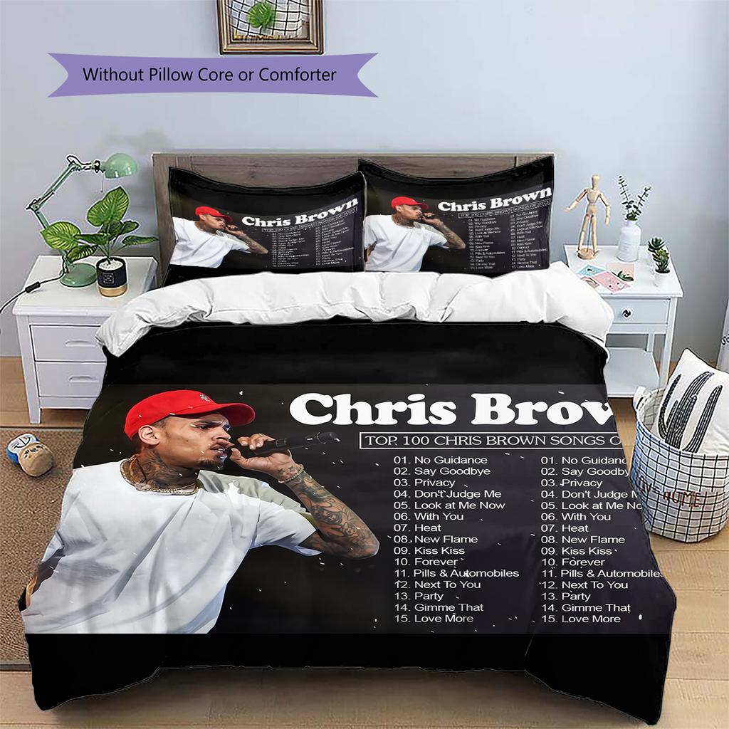 Chris Brown Pattern Bedding Home Decoration Birthday Gift (1 * duvet cover + 2 * pillowcase, without core)