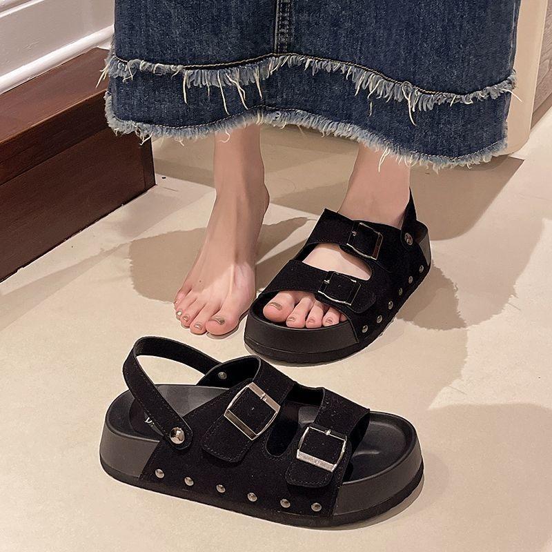 Thick-soled cool slippers women wear new retro open-toed beach sandals in summer