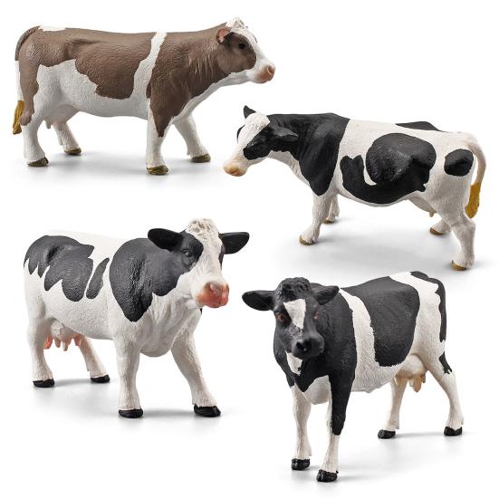 Animal Model Solid Meticulous Workmanship Plastic Simmental Cow Animal Model for Desktop Decoration