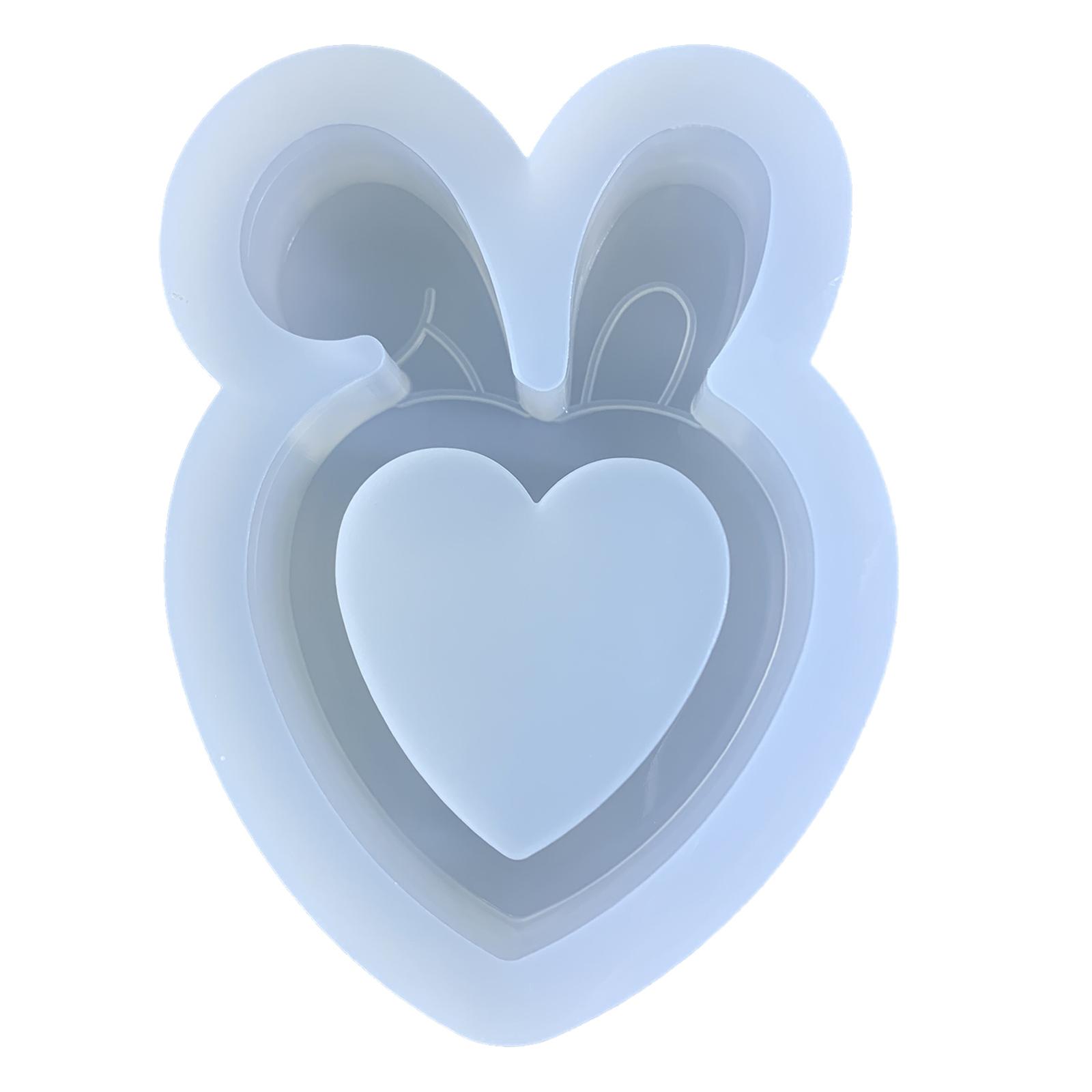 Rabbit Ears Ornament Quicksand Silicone Epoxy Mold DIY Keychain Pendant Jewelry Crafting Mould for Valentines Gift 1