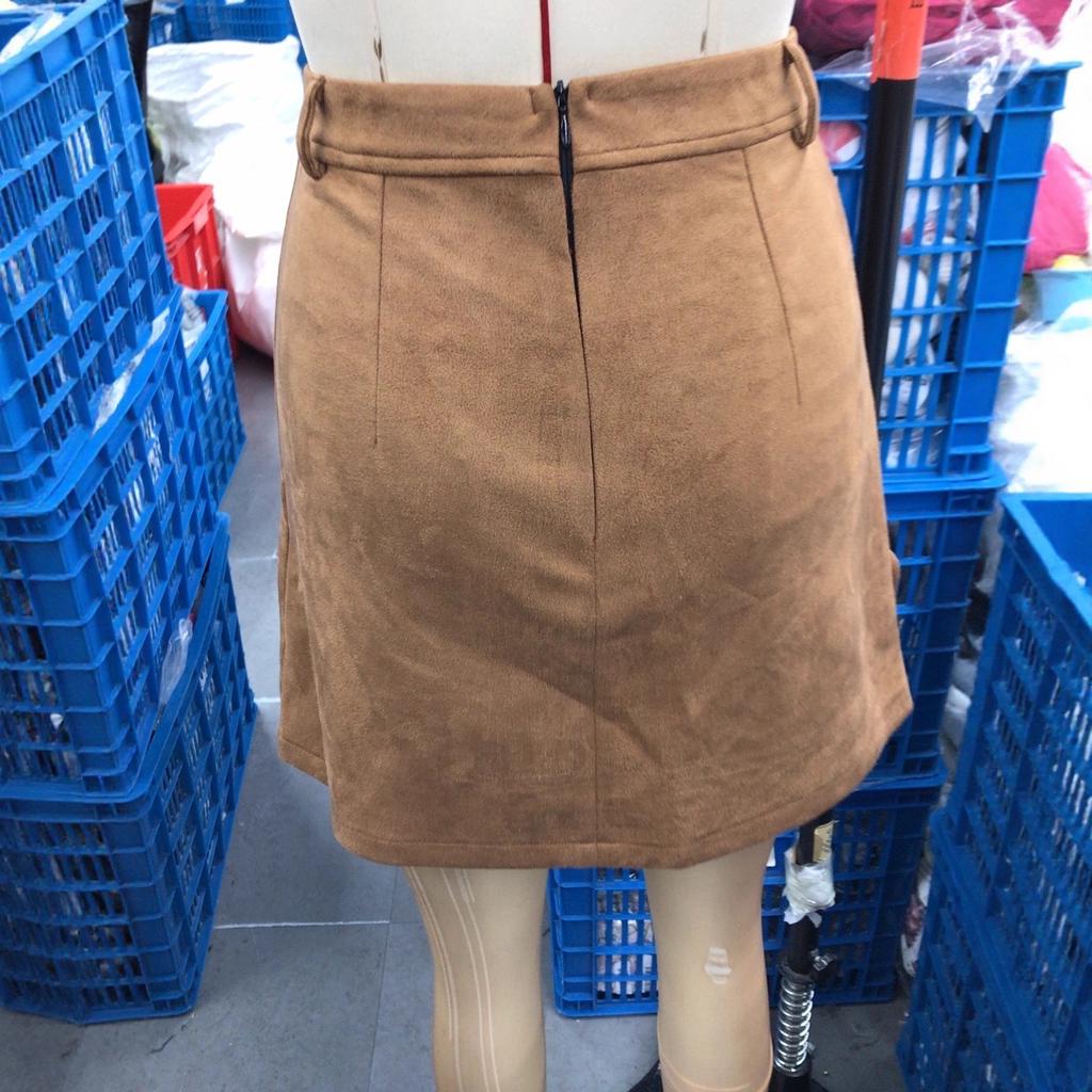 Brown Fringe Asymmetrical Suede Mini Skirt