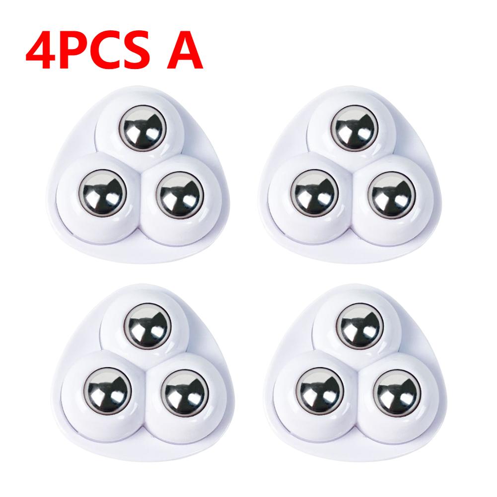 4/8Pcs Self-Adhesive Universal Wheel Mute 3 Beads Pulley Bearing For Furniture Storage Box Bedside Table Caster Move Tools