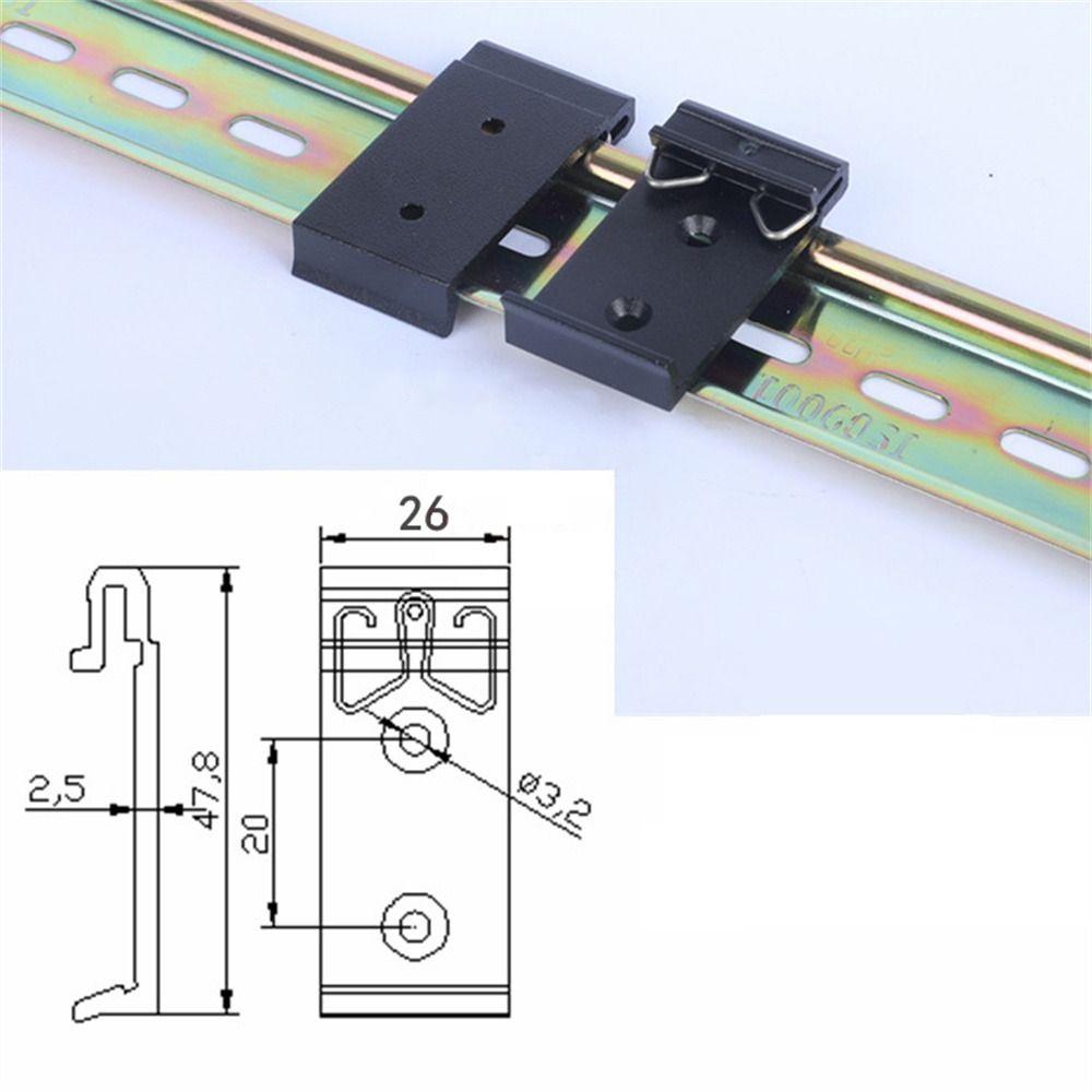 4Pcs 1.02 Width DIN Rail Mount Clip Black Universal DIN Rail Fixed Clamp Aluminum Alloy Snap In Din-Rail Mounting Brackets