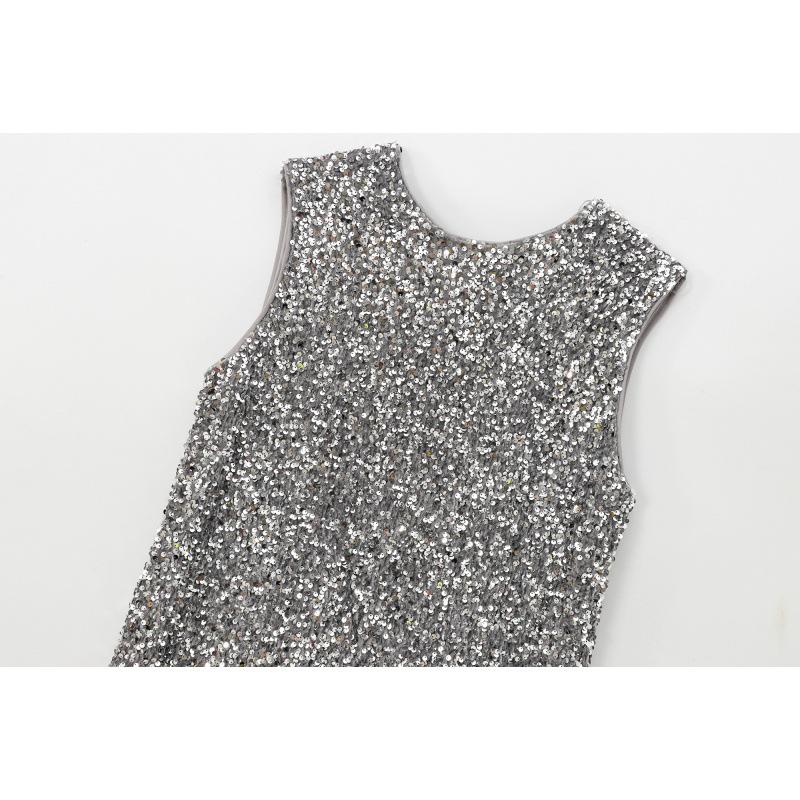 European & American Style Women's Sequin Party Dress with Back Tie 2025