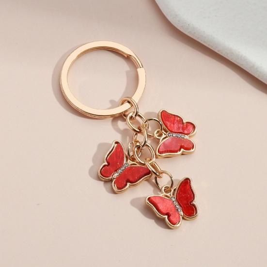 Key Chain Butterfly Charms Tassel Stainless Exquisite Shoulder Bag Schoolbag Decoration Hanging Pendant Smooth Car Key Keyring Purse Bag Accessories