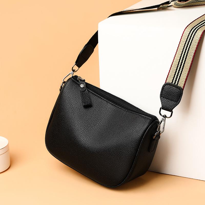 High Appearance Bag, Women's Crossbody Bag, Zipper Small Bag, Fashionable and Versatile, Middle-aged Women's and Elderly Soft Leather Bag